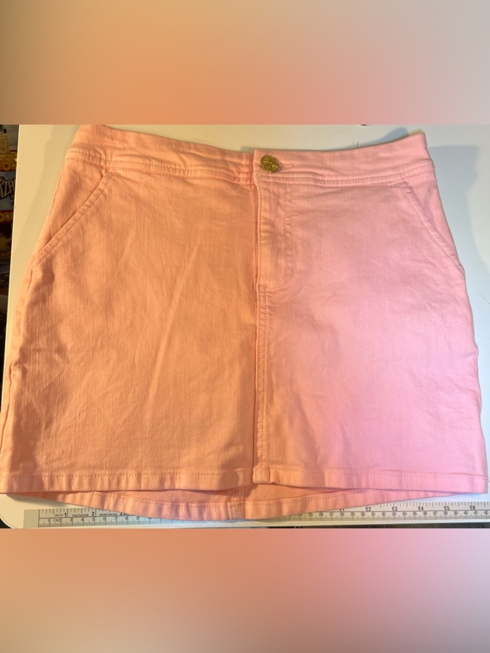 Lilly Pulitzer Womens Rousseau Pink Denim Button Zip Fly Mini Skort EUC 00 #1891 - Picture 8 of 11